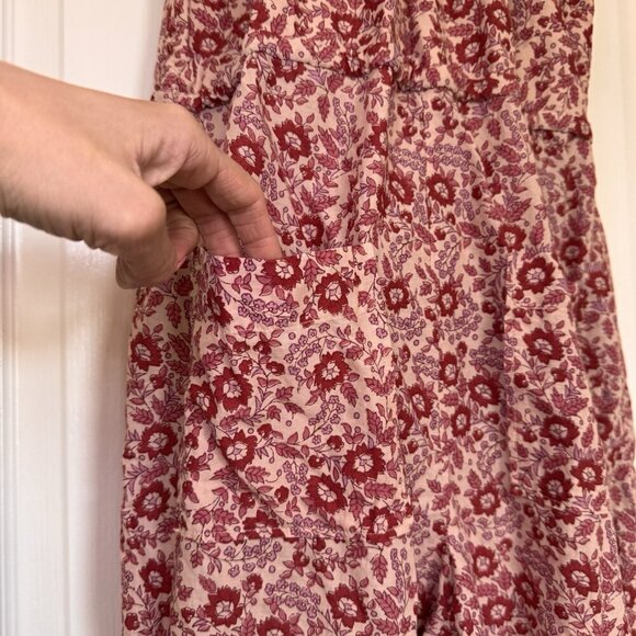 Faherty Adella Floral Jumpsuit Size XS Red Pink Pockets Resortwear - Picture 15 of 15